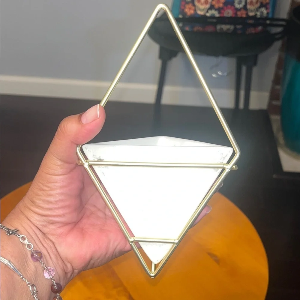 Umbra Gold and White Triangle Wall Planter - Picture 3 of 4